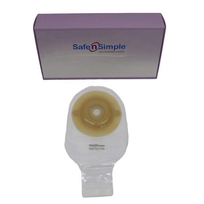 Safe N Simple 12" Convex 1-Piece Extended Wear Pre-Cut Drainable Ostomy Pouches (80 Count)