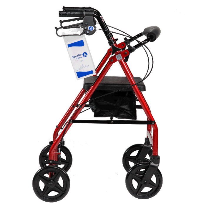 Dynarex DynaGo Quad 8 - Aluminum Rollator w/ 7.5" Wheels, Red