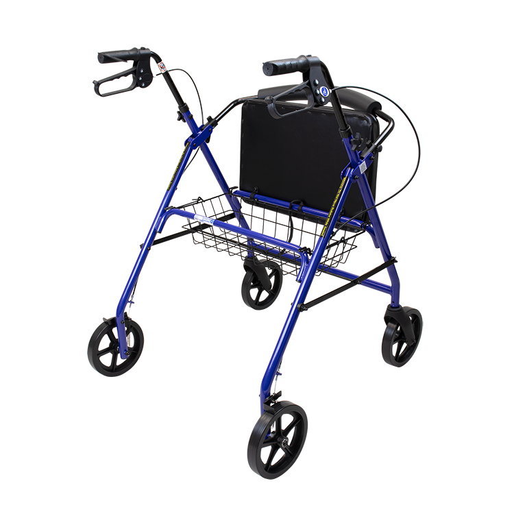 Dynarex Bari+Max Bariatric Rollator, Blue, 500 lb. Weight Capacity