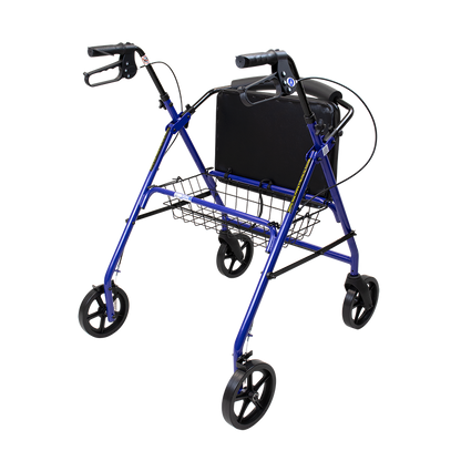 Dynarex Bari+Max Bariatric Rollator, Blue, 500 lb. Weight Capacity