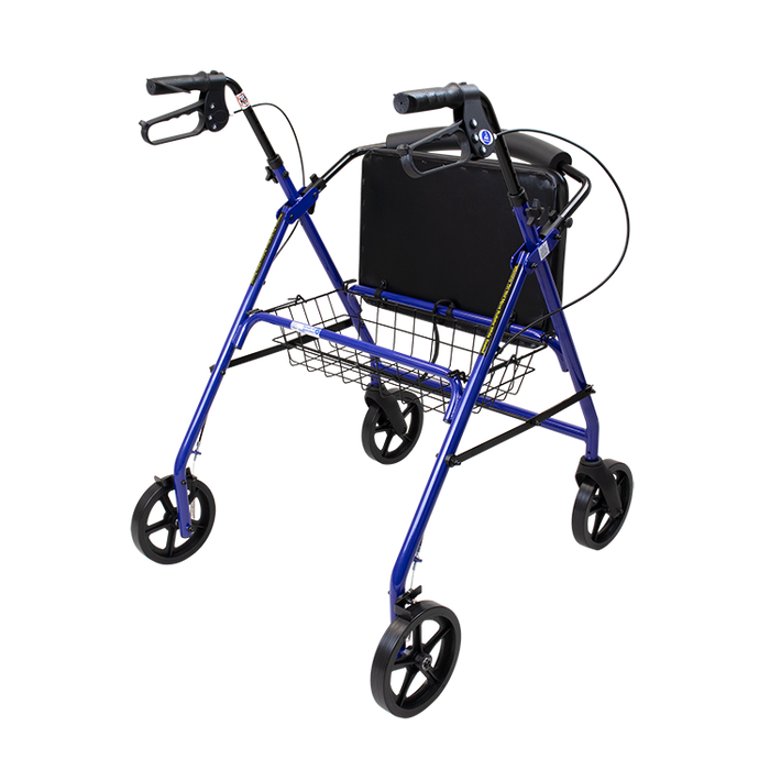 Dynarex Bari+Max Bariatric Rollator, Blue, 500 lb. Weight Capacity