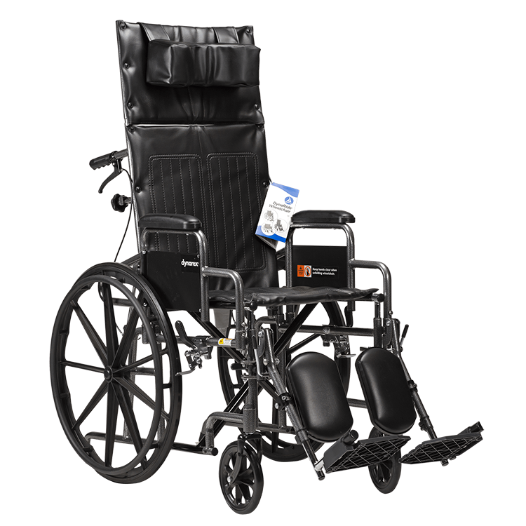 Dynaride Reclining Wheelchair - 18" x 16" w/ Detach Desk Arm, Silver Vein, 1pc/cs