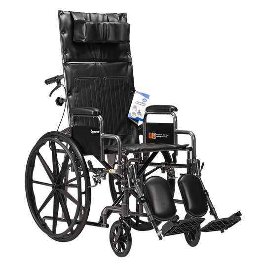 Dynaride Reclining Wheelchair - 18" x 16" w/ Detach Desk Arm, Silver Vein, 1pc/cs