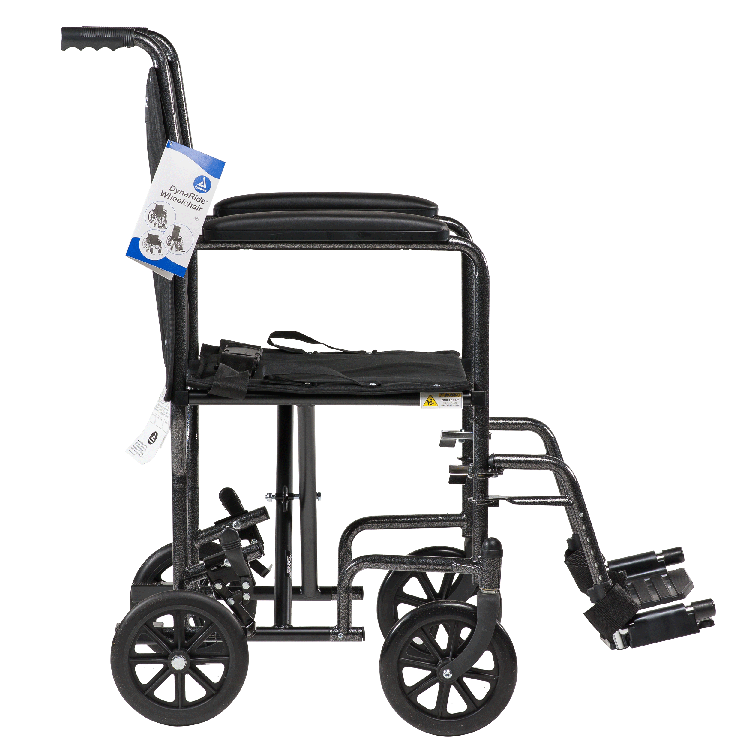 Dynaride DynaRide Transport Wheelchair - 17" x 16" w/ Fixed Full Arm, Silver Vein, 1pc/cs