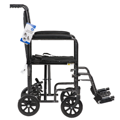 Dynaride DynaRide Transport Wheelchair - 17" x 16" w/ Fixed Full Arm, Silver Vein, 1pc/cs