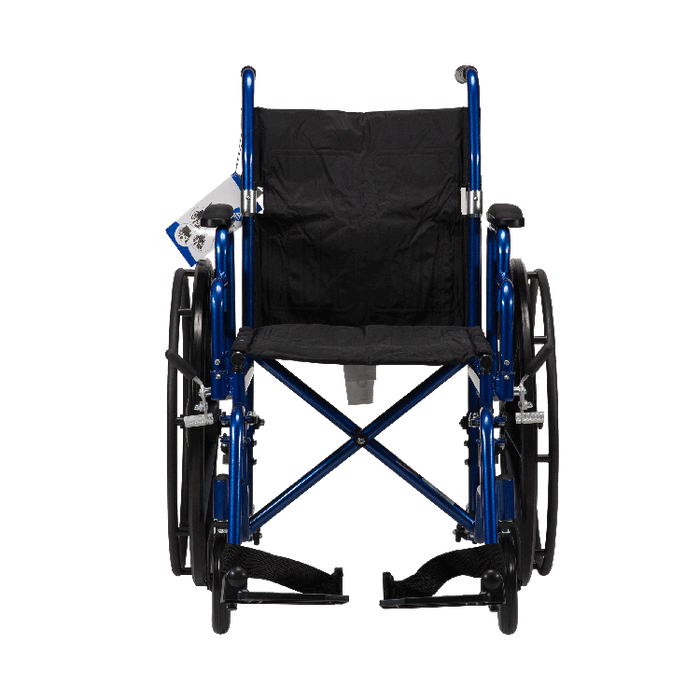 Dynarex DynaRide Convertible Wheelchair - 18" x 16" with Detachable Desk Armrests, Blue | 250 lb Weight Capacity