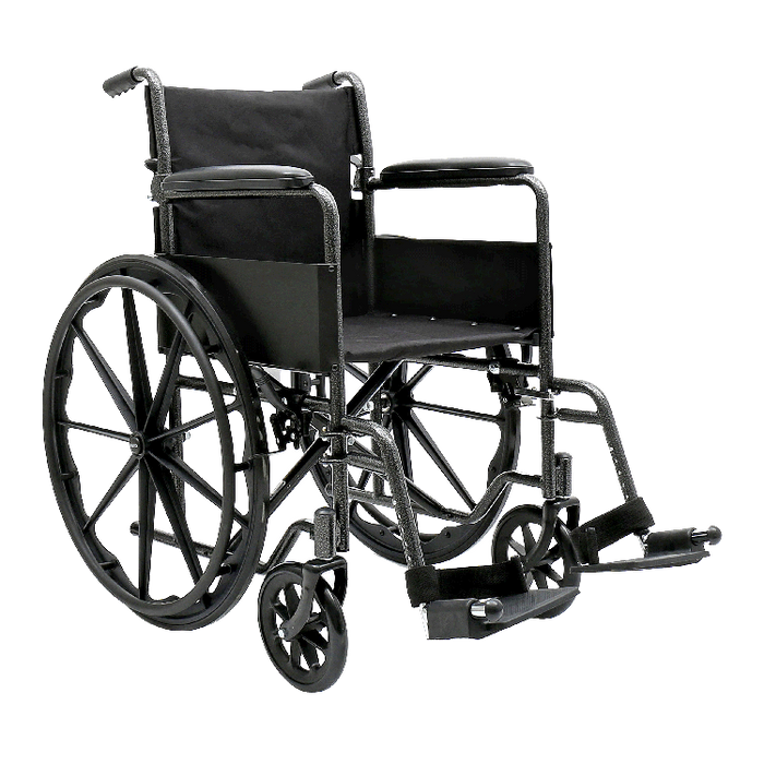 Dynarex DynaRide S1 Wheelchair - 18" x 16" with Fixed or Removable Desk Armrests, Silver Vein Finish | 300 lb Weight Capacity