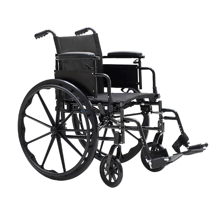 Dynarex DynaRide S4 X-Lite Wheelchair with Flip Desk Armrests, Elevating Leg Rest (ELR), Silver Vein Finish