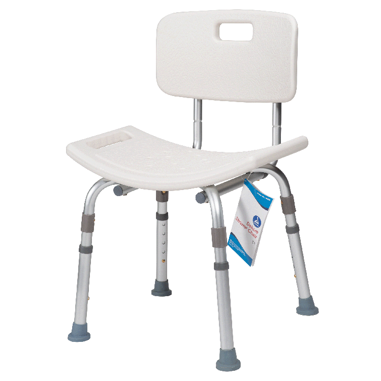 Dynarex Deluxe Shower Chair w/ Back, White, 1pc/bx,4bx/cs