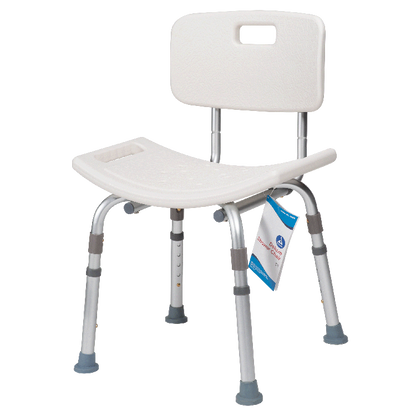 Dynarex Deluxe Shower Chair w/ Back, White, 1pc/bx,4bx/cs