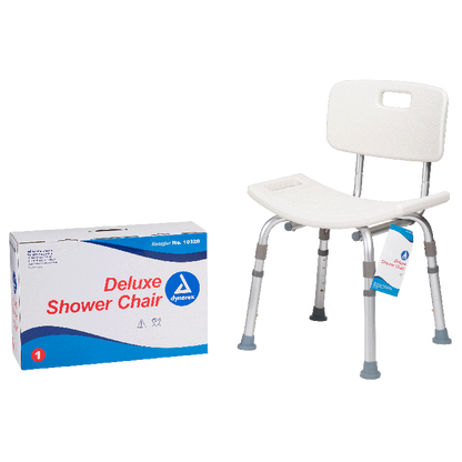 Dynarex Deluxe Shower Chair w/ Back, White, 1pc/bx,4bx/cs