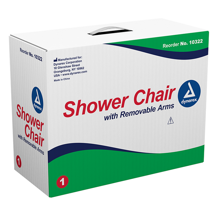 Dynarex Shower Chair w/ Removable Back and Arms, White