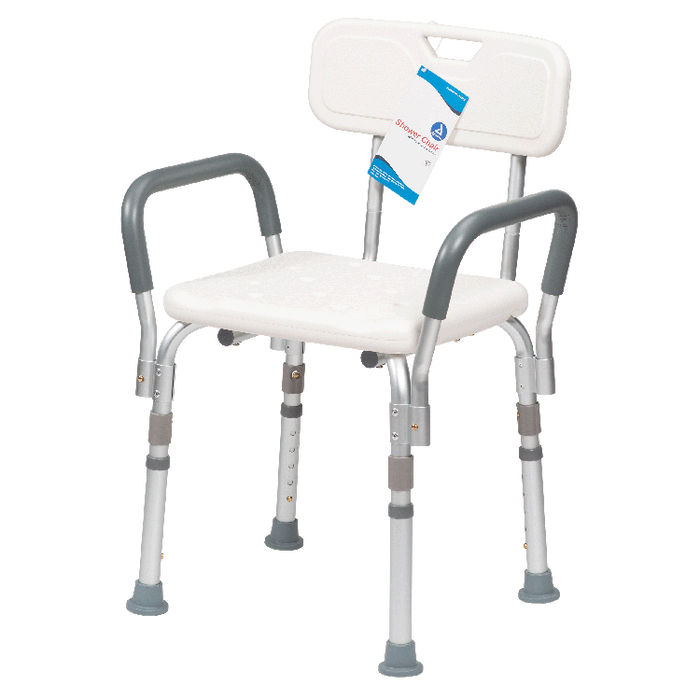 Dynarex Shower Chair w/ Removable Back and Arms, White