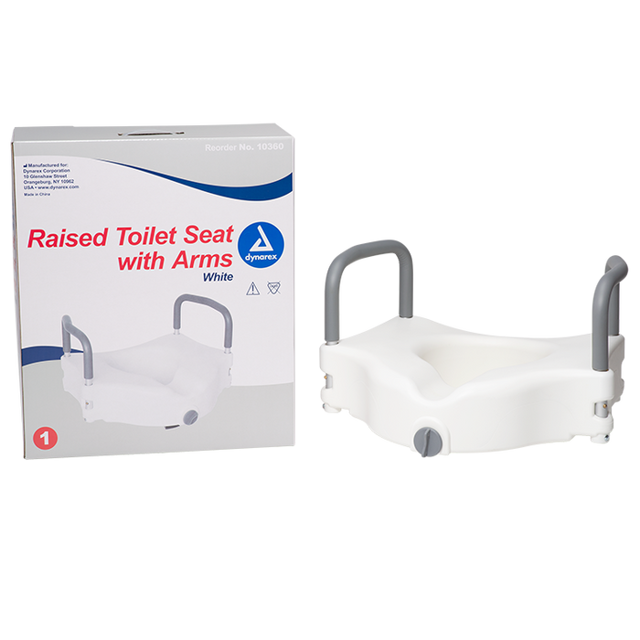 Dynarex Raised Toilet Seat w/ Arms, White