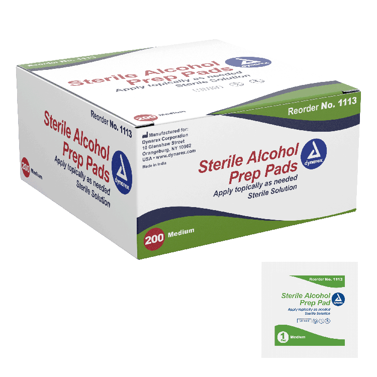 Dynarex Alcohol Prep Pad - Sterile, Medium, 10/200/cs