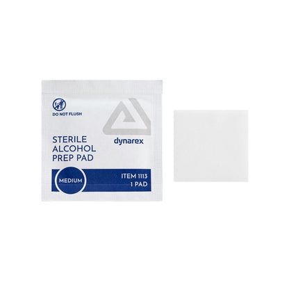 Dynarex Alcohol Prep Pad - Sterile, Medium, 10 Pads / Case of 100