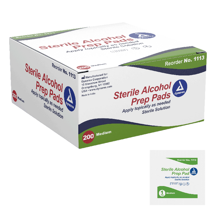 Dynarex Alcohol Prep Pad - Sterile, Medium, 10/200/cs