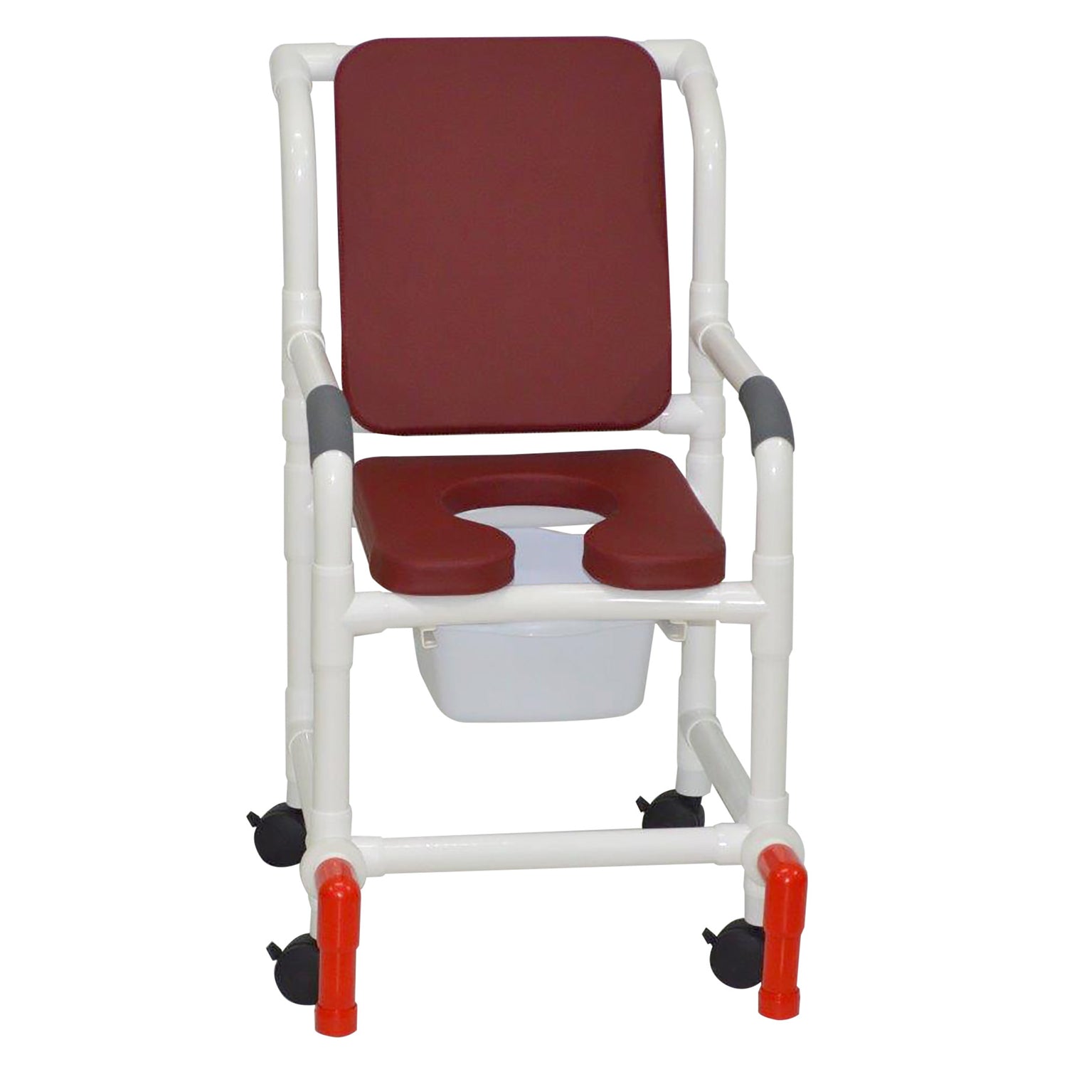MJM International 118-3TW-SSDE-CBP-BG-SQ-PAIL-AT Shower Chair With Soft Seat Deluxe Elongated, Cushion Back, And Anti-Tippers