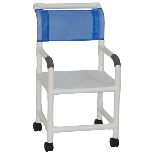 MJM International Shower Chair 3″Twin Casters, Flatstock Seat with Drain Holes 300 Lbs Weight Capacity