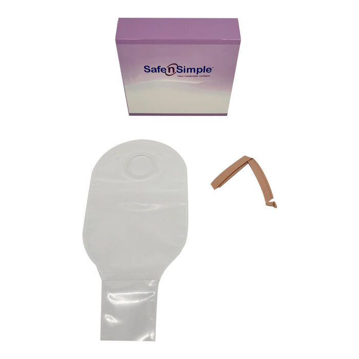 Safe N Simple 12" Drainable 2-PIece Pouch Transparent, Flange with Belt Tabs and One Curved Tail Closure (80 Count)