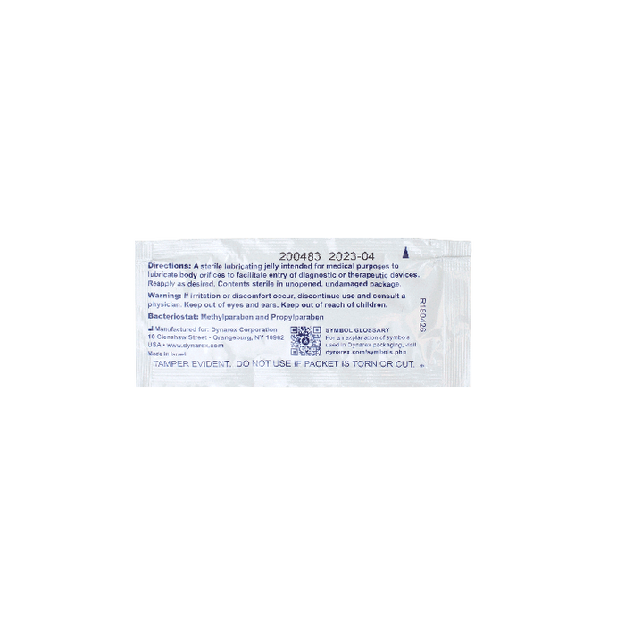 Dynarex DynaLube Lubricating Jelly - Sterile, 2.7 g Packet, 12/144/cs