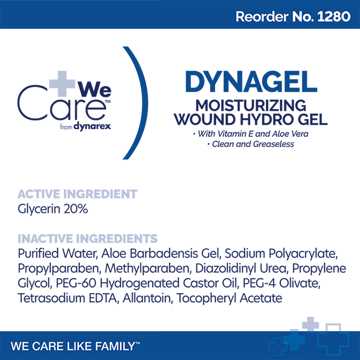 Dynarex DynaGel Moisturizing Wound Hydrogel, 3 oz. Tube, 24/cs