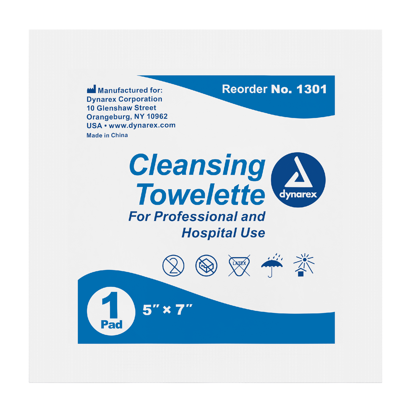 Dynarex Cleansing Towelettes, 5" x 7", 10/100/cs