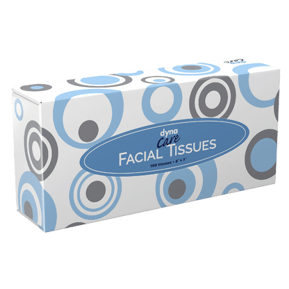 DynaCare Facial Tissues, 8" x 7", 30/100/cs