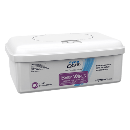 DynaCare Baby Wipes Unscented Tub, 7" x 8", 12/80/cs