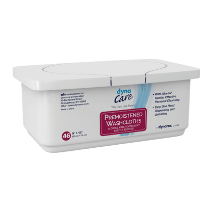 DynaCare Premoistened Adult Washcloths, 9" x 13" Tub, 12/46/cs