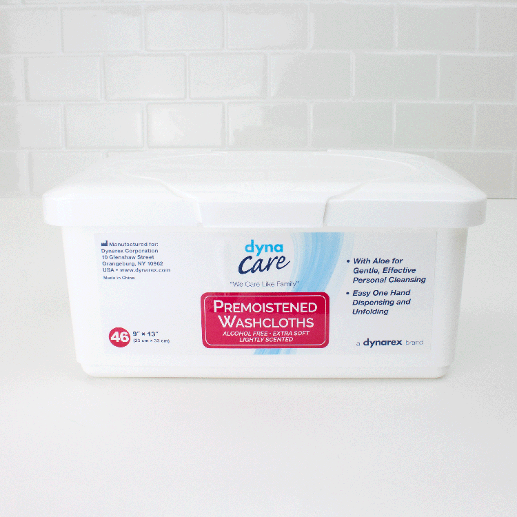 DynaCare Premoistened Adult Washcloths, 9" x 13" Tub, 12/46/cs