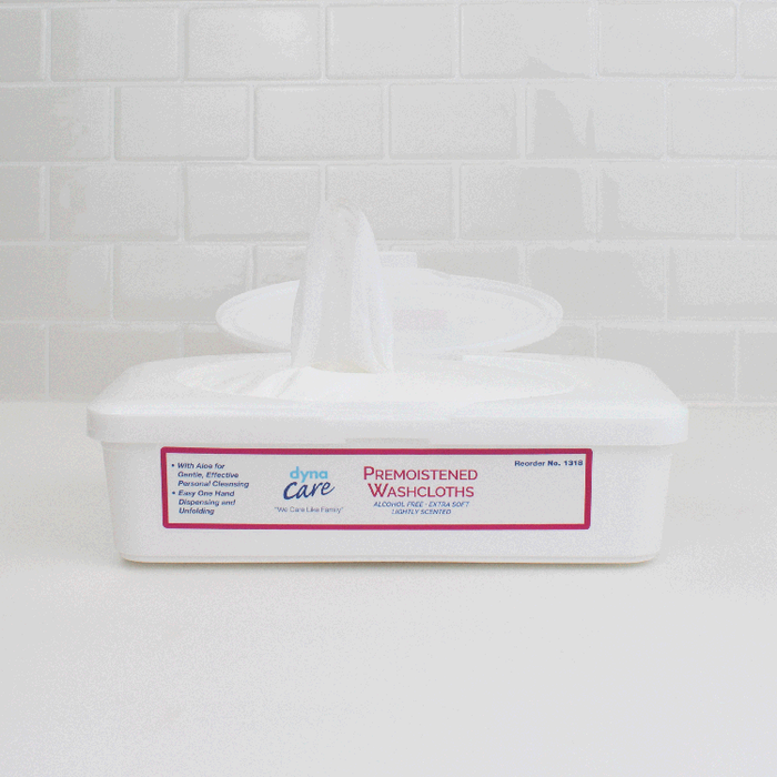 DynaCare Premoistened Adult Washcloths, 9" x 13" Tub, 8/64/cs