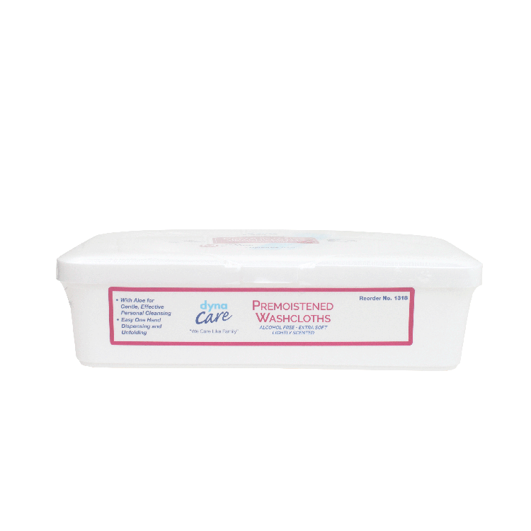 DynaCare Premoistened Adult Washcloths, 9" x 13" Tub, 8/64/cs