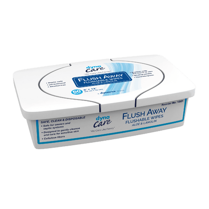 DynaCare Flushable Wipes - Adult, 9" x 13" Tub, 9/60/cs