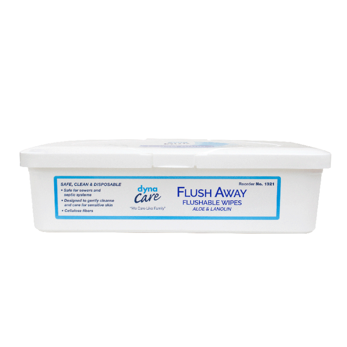 DynaCare Flushable Wipes - Adult, 9" x 13" Tub, 9/60/cs