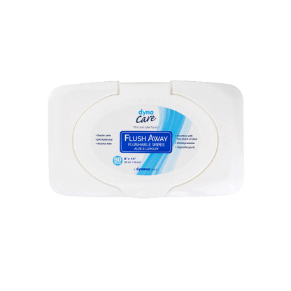 DynaCare Flushable Wipes - Adult, 9" x 13" Tub, 9/60/cs