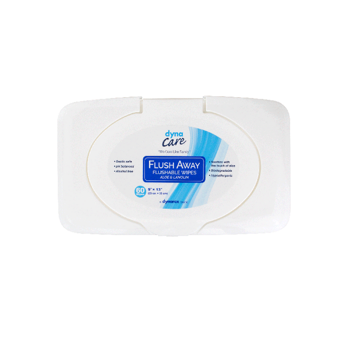 DynaCare Flushable Wipes - Adult, 9" x 13" Tub, 9/60/cs