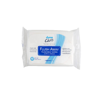 DynaCare Flushable Wipes - Junior, 5" x 8" Soft Pack, 12/42/cs