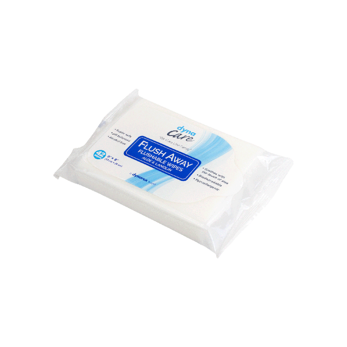 DynaCare Flushable Wipes - Junior, 5" x 8" Soft Pack, 12/42/cs