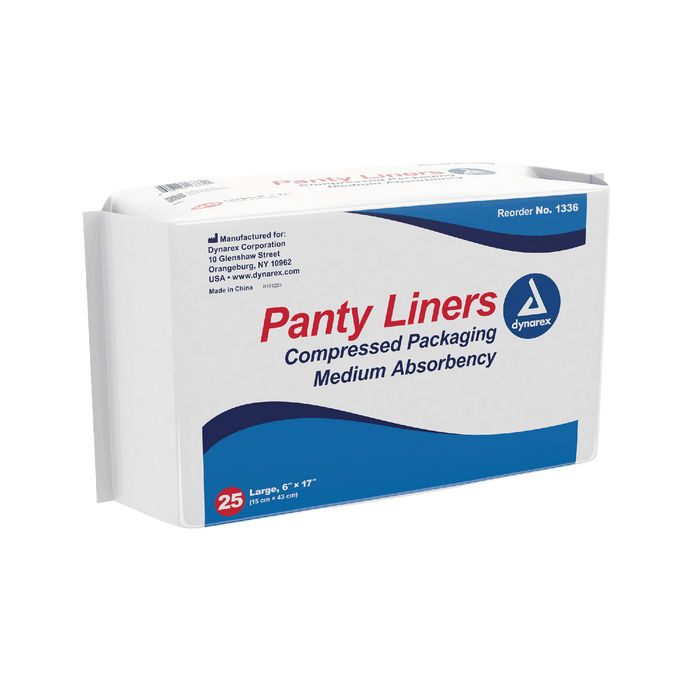 Dynacare Panty Liners w/ Adhesive Tab, 6" x 17", 10/25/cs