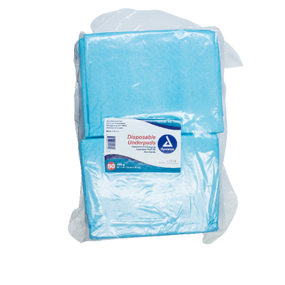 Dynarex Disposable Underpads w/ Polymer, 30" x 30" (105 g), 2/50/cs