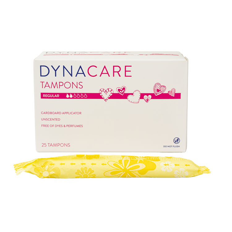 Dynacare Regular Tampons Cardboard Applicator, 6-9gr absorbency, 9/25/cs