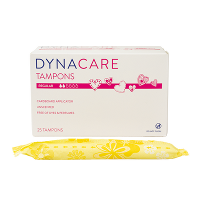 Dynacare Regular Tampons Cardboard Applicator, 6-9gr absorbency, 9/25/cs