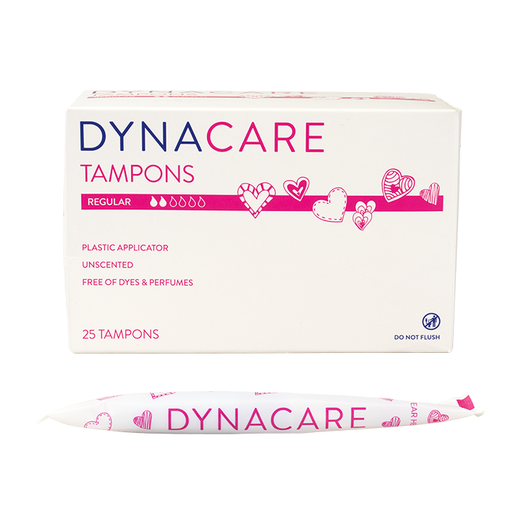 Dynacare Regular Tampons Plastic Applicator, 6-9gr absorbency, 9/25/cs