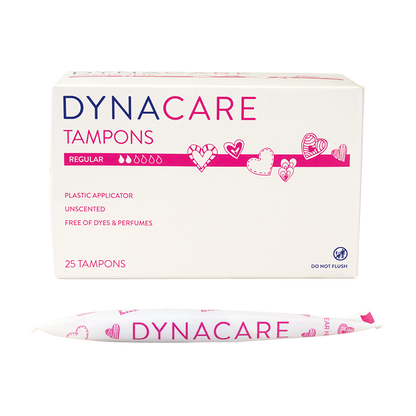 Dynacare Regular Tampons Plastic Applicator, 6-9gr absorbency, 9/25/cs