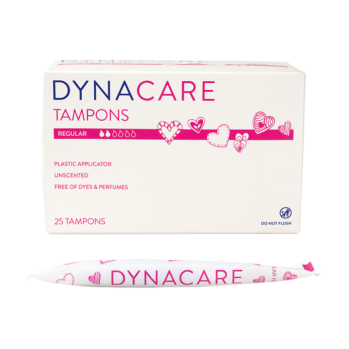 Dynacare Regular Tampons Plastic Applicator, 6-9gr absorbency, 9/25/cs