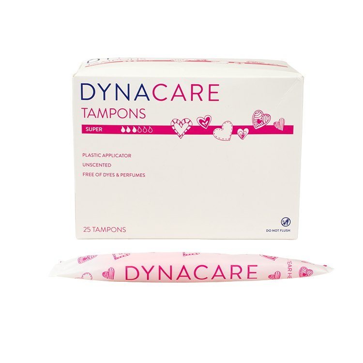 Dynacare Super Tampons Plastic Applicator, 9-12gr absorbency, 9/25/cs