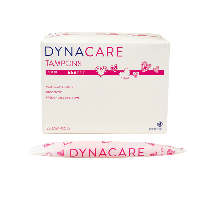 Dynacare Super Tampons Plastic Applicator, 9-12gr absorbency, 9/25/cs