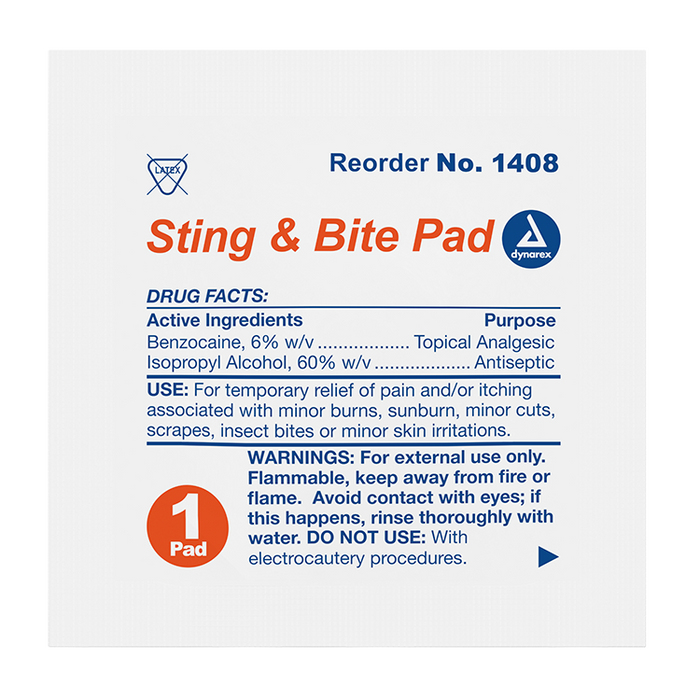 Dynarex Sting & Bite Pad, 3000/cs