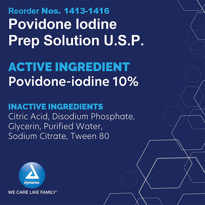 Dynarex Povidone Iodine Prep Solution, 16 oz. Bottle, 24/cs